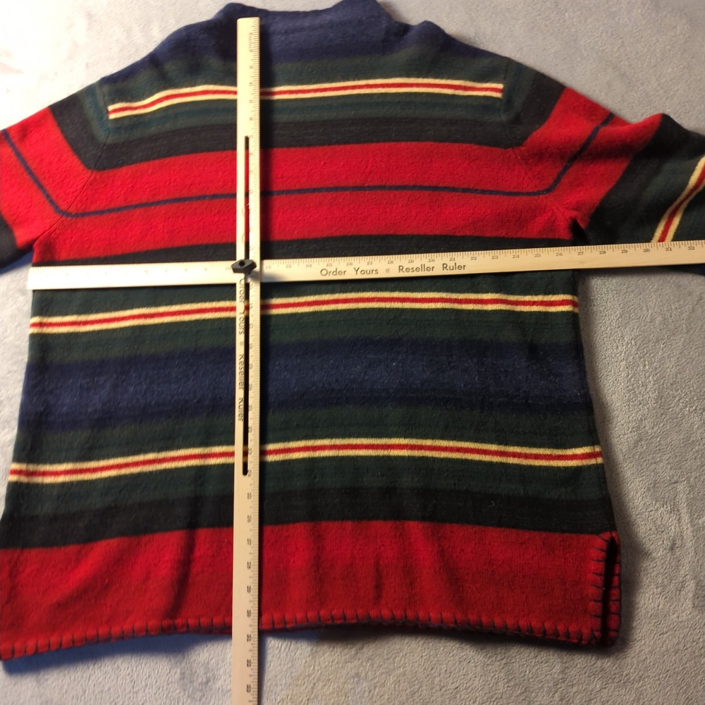 Vintage 90s Lauren Ralph Lauren Sweater Mens XL Red Green Striped Lambswool - Picture 6 of 11
